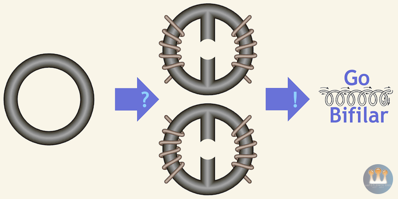 Egzoset's Twin E-core Air-Gap 1-Phase 2-Poles Ferrite Layout - Bifilar RF Choking (2020-Oct-22).