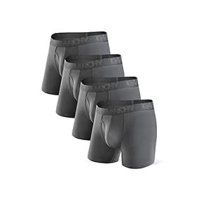 DAVID ARCHY Men's Bamboo Boxer Briefs with Bulk, Long Leg Underwear with Penis Hole, Breathable, Comfortable and Seamless Pack of 4's Bamboo Boxer Briefs with Bulk, Long Leg Underwear with Penis Hole, Breathable, Comfortable and Seamless Pack of 4