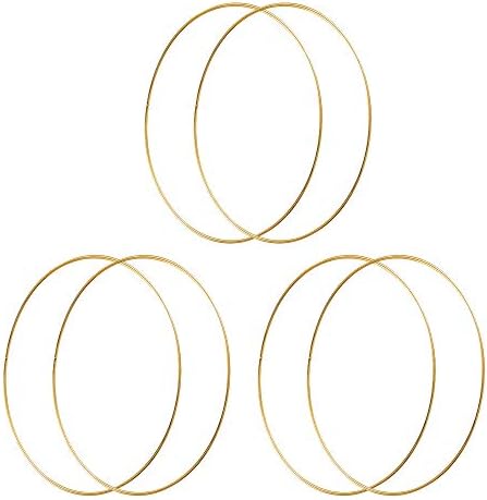 HOHIYA 6pc 10 Inch Metal Hoop Craft 4mm Wire Floral Wreath Macrame Gold Rings for Making Wedding Wreath Decor Dream Catcher and DIY Wall Hanging