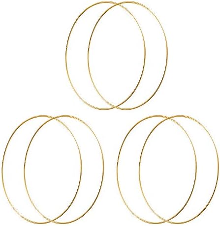 HOHIYA 6pc 10 Inch Metal Hoop Craft 4mm Wire Floral Wreath Macrame Gold Rings for Making Wedding Wreath Decor Dream Catcher and DIY Wall Hanging HOHIYA 6pc 10 Inch Metal Hoop Craft 4mm Wire Floral Wreath Macrame Gold Rings for Making Wedding Wreath Decor Dream Catcher and DIY Wall Hanging